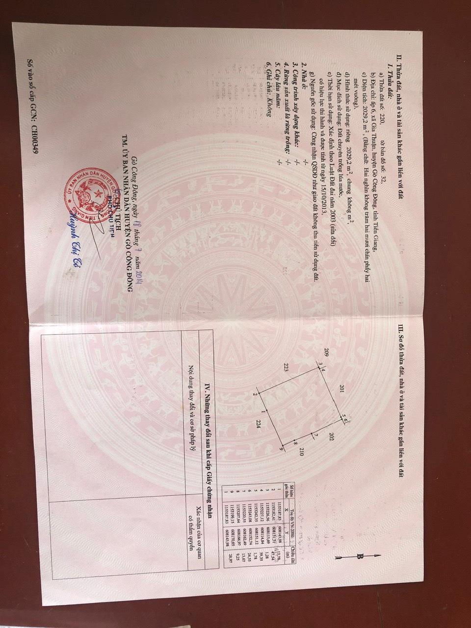 Đất Giá Rẻ - Chính Chủ Cần Bán Nhanh Lô Đất Ruộng Tại Xã Gia Thuận, Huyện Gò Công Đông, Tiền Giang