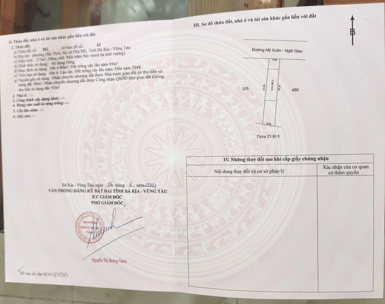 chủ cần bán 5m đường võ văn kiệt p. hắc dịch , tp phú mỹ