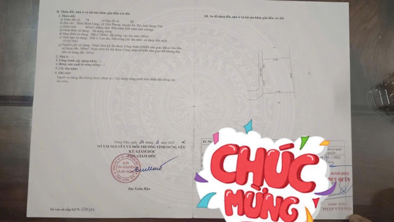 CHÍNH CHỦ Cần Bán Đất Vị Trí Đẹp Tại Bình Lãng, Tiền Phong, Ân Thi, Hưng Yên