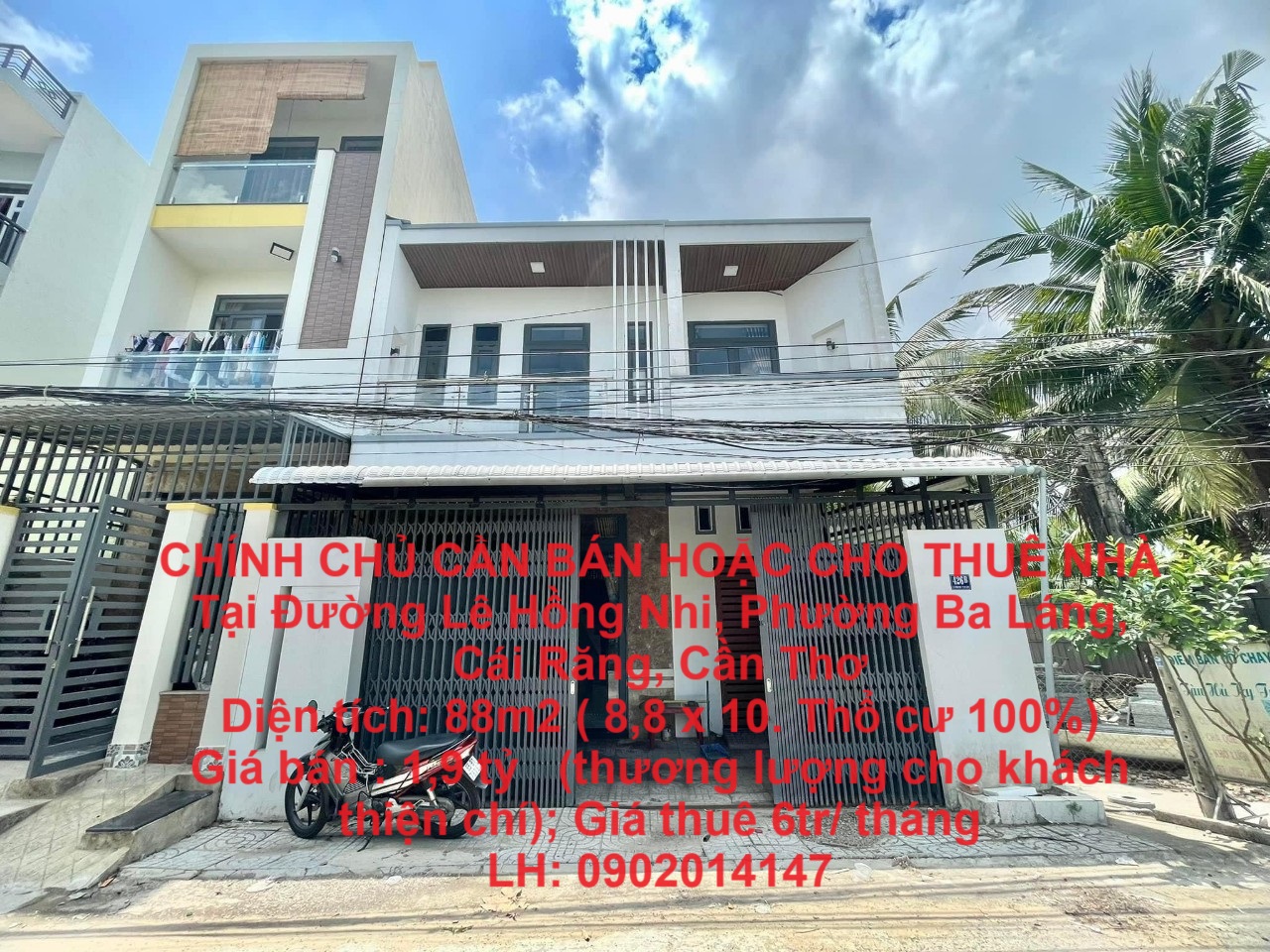 CHÍNH CHỦ CẦN BÁN HOẶC CHO THUÊ NHÀ Tại Đường Lê Hồng Nhi, Phường Ba Láng, Cái Răng, Cần Thơ