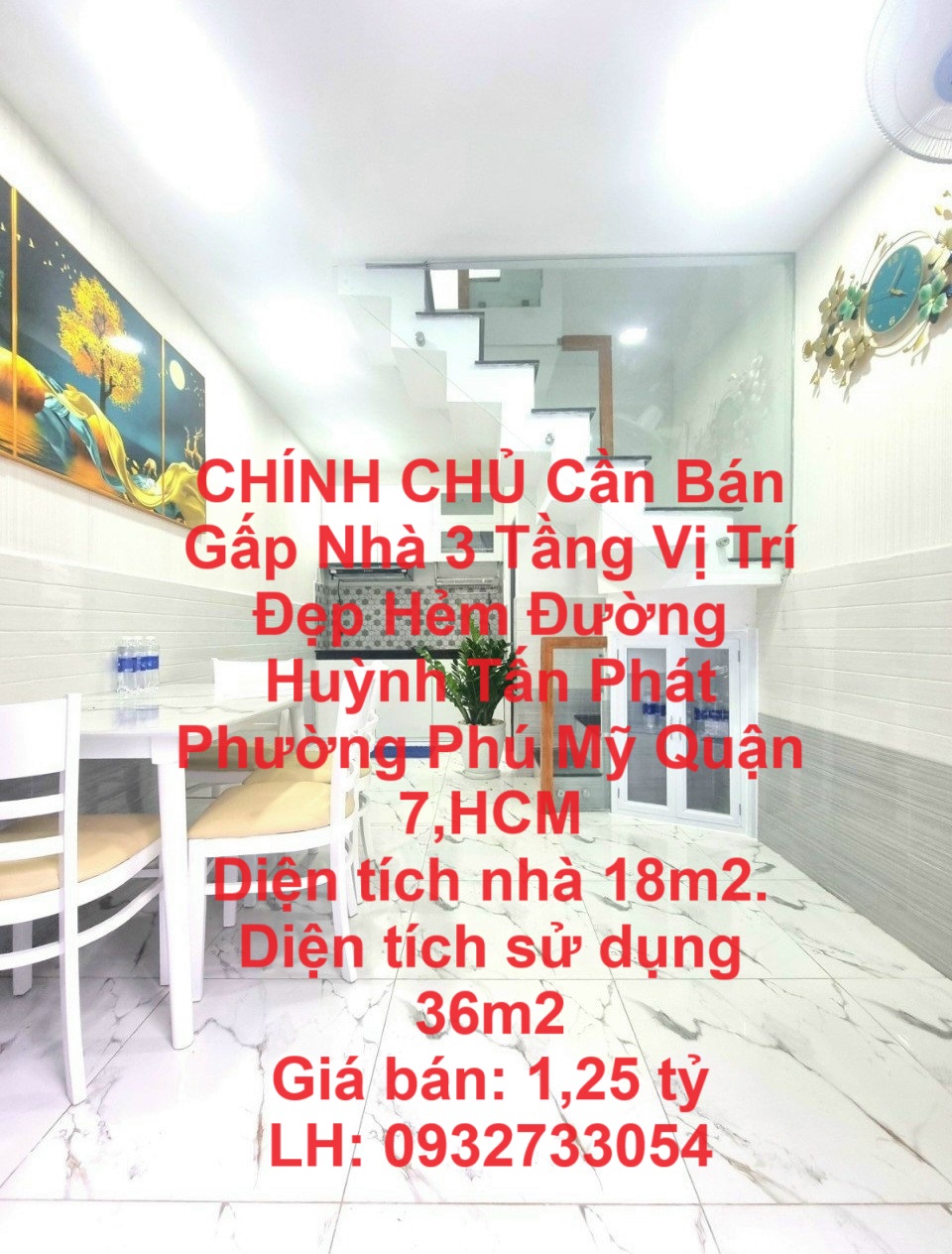 CHÍNH CHỦ Cần Bán Gấp Nhà 3 Tầng Vị Trí Đẹp Hẻm Đường Huỳnh Tấn Phát Phường Phú Mỹ Quận 7,HCM