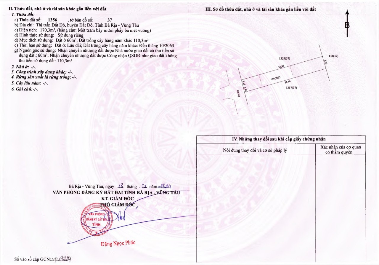Bán ngoại giao 2 nền đất ở tại thị trấn Đất Đỏ BRVT sổ hồng riêng