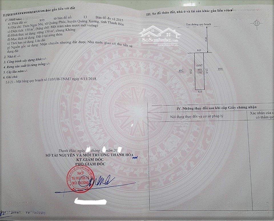 ĐẤT ĐẸP – GIÁ TỐT - CẦN BÁN LÔ ĐẤT MẶT Đường Trục Liên Xã Quảng Phúc, Quảng Xương, Thanh Hóa