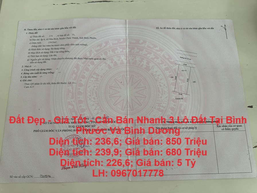 Đất Đẹp - Giá Tốt - Cần Bán Nhanh 3 Lô Đất Tại Bình Phước Và Bình Dương
