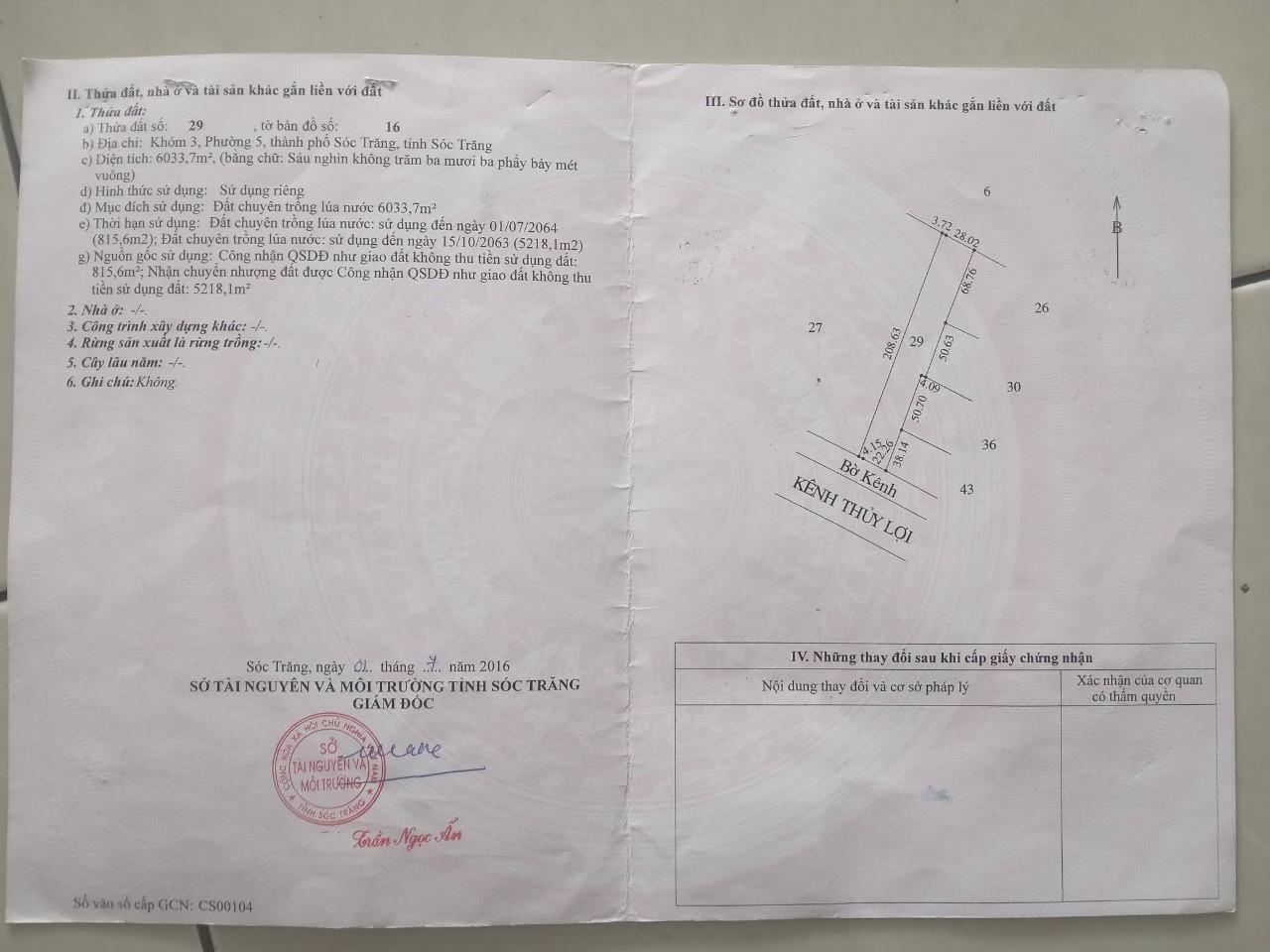 Chính Chủ Cần Bán Nhanh Lô Đất Tại Đường Tôn Đức Thắng, Phường 5, TP Sóc Trăng, Sóc Trăng