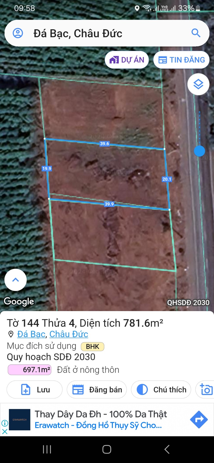 Chủ bán lôddaats mặt tiền tỉnh lộ 765 đá bạc , sát cổng khu công nghiệp đá bạc , châu đức , bà rịa vũng tàu