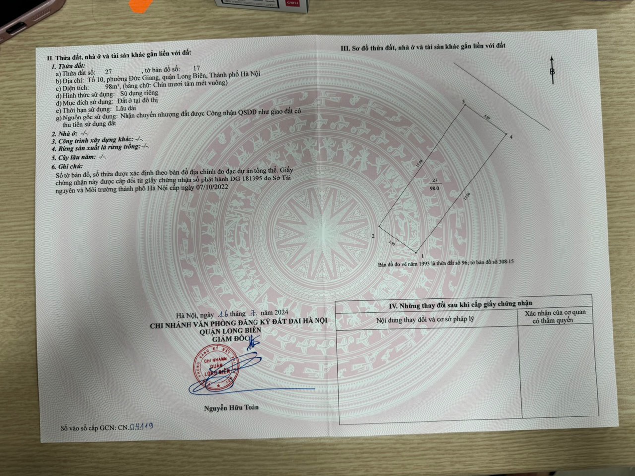 Chính chủ cần bán đất ngõ 380 Ngô Gia Tự, phường Đức Giang, Long Biên, Hà Nội