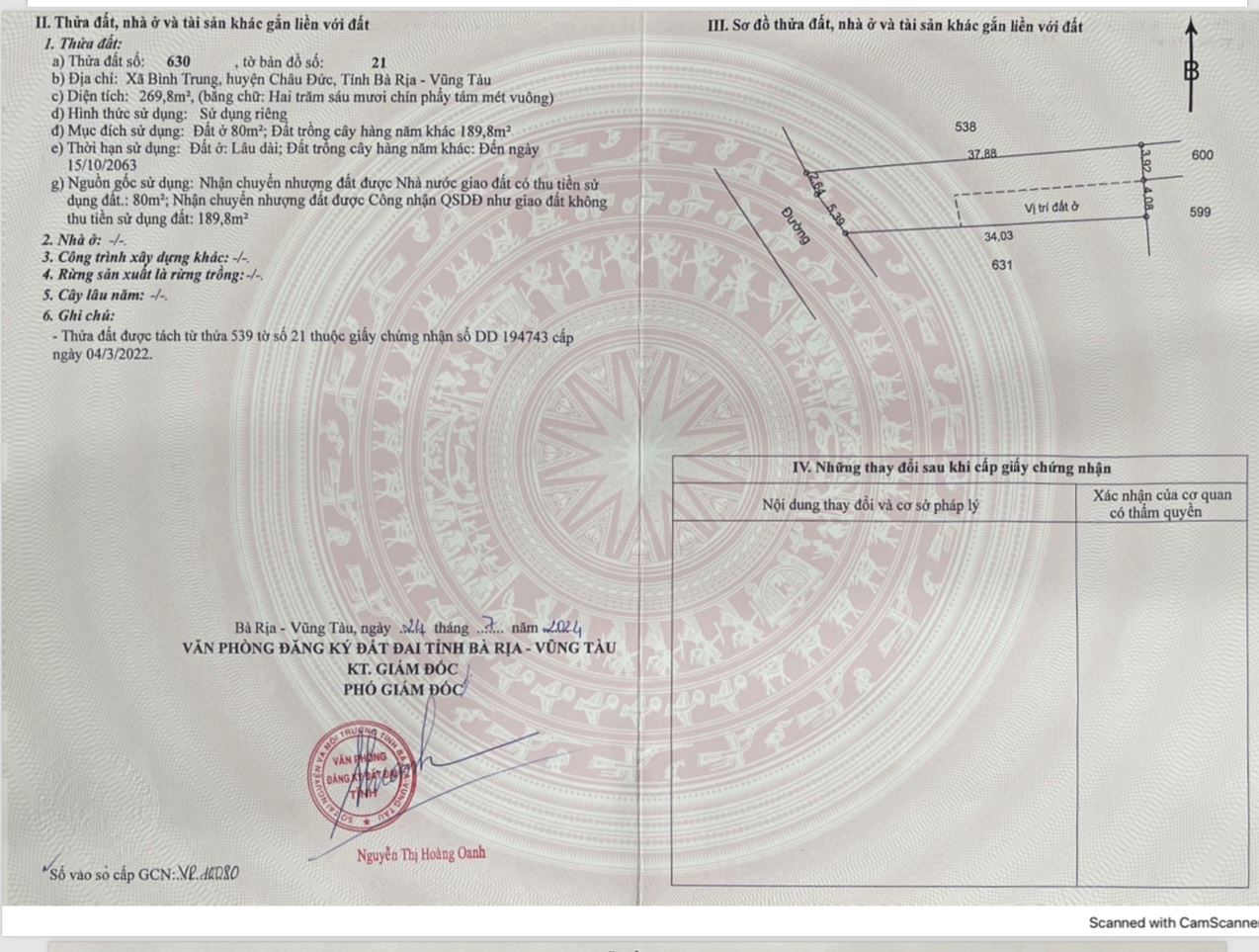 Bình trung sát đường 765 châu đức dất 8x34 có 80tc = 270 mét