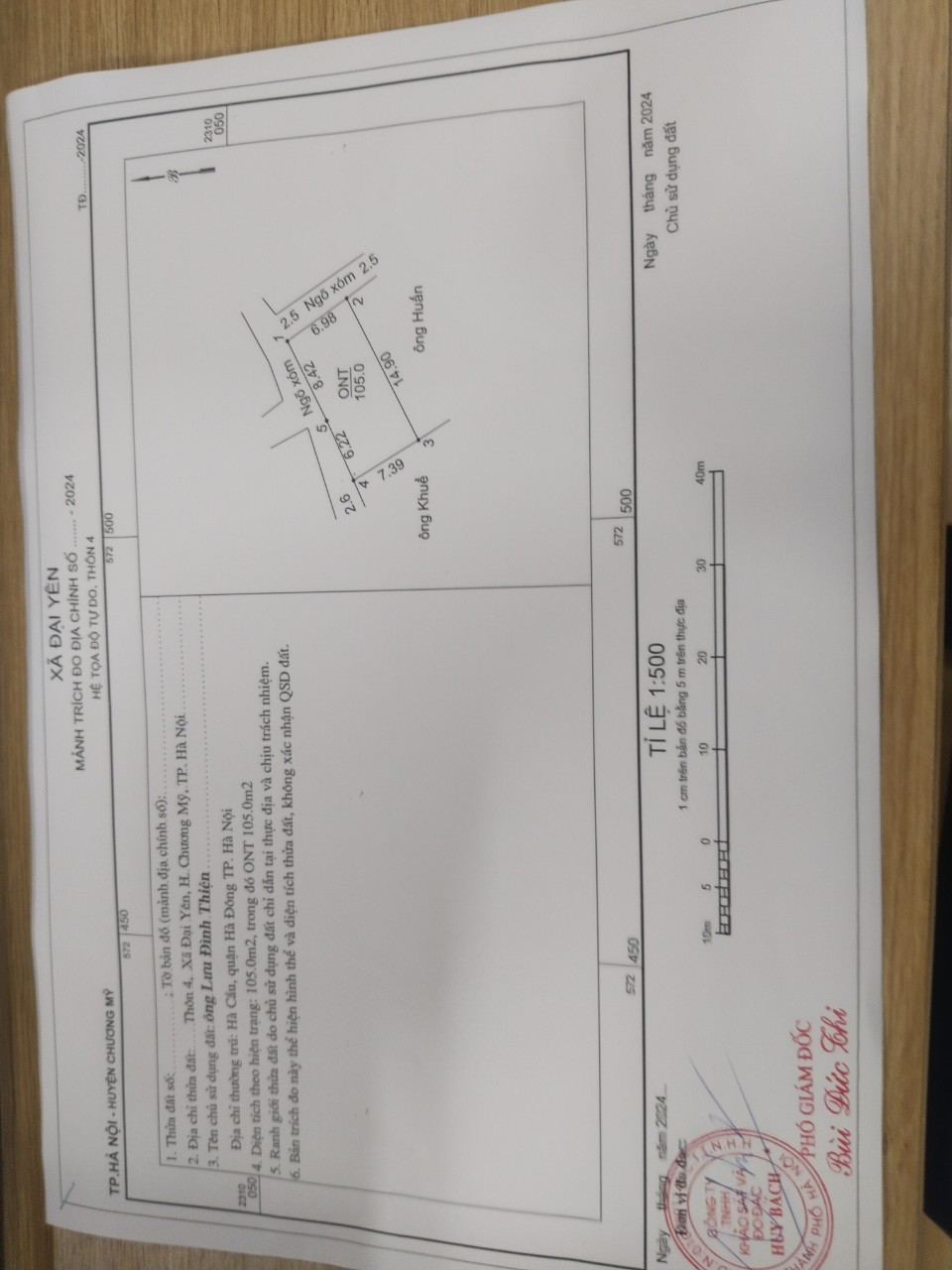 chính chủ gửi bán lô đất 105 m đất tại xóm nội an đại yên đường ô tô vào đất cách tỉnh lộ 419 khoảng 200m đi mất một