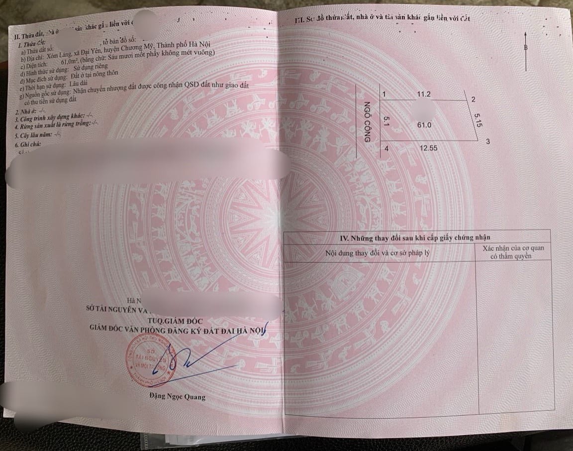 Cc gửi bán 61m2 tại trung tâm xã Đại Yên Chương Mỹ, Hà Nội, ô tô đậu cửa, giáp Tl419, giáp tt Chúc Sơn, nhỉnh 2 tỷ