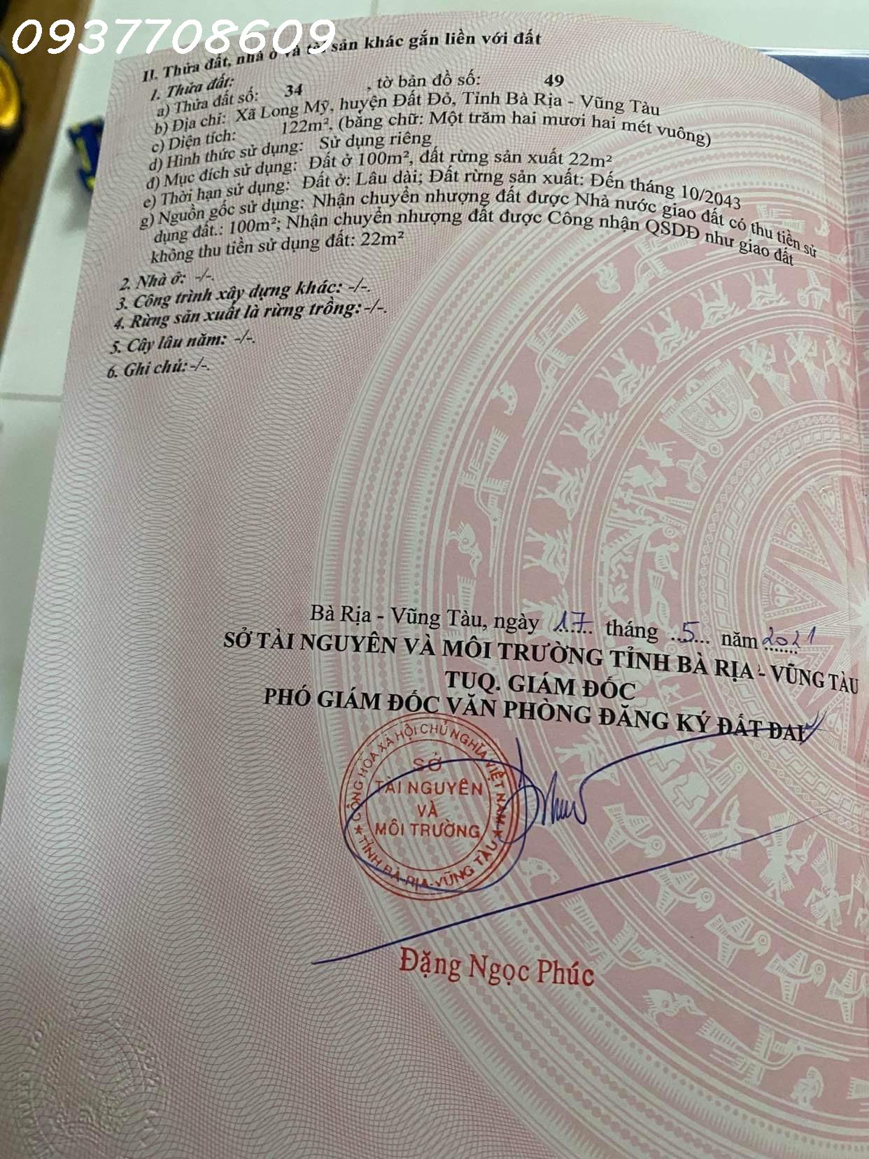 HÓT HÓT HÓT CẦN BÁN LÔ ĐẤT ĐẤT NỀN LONG MỸ- GẦN BIỂN PHƯỚC HẢI - BÀ RỊA - VŨNG TÀU