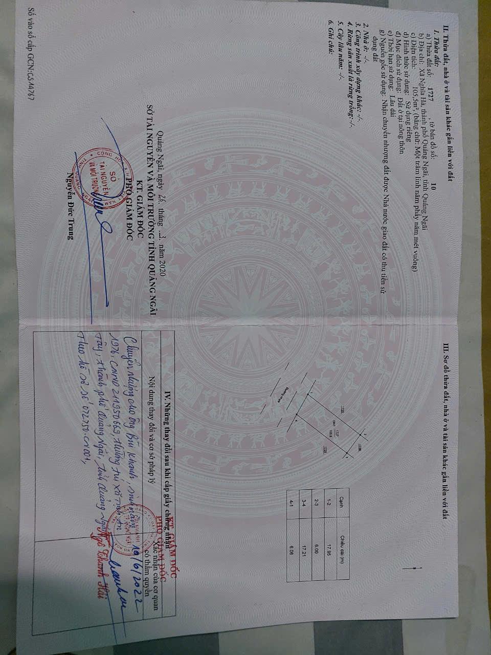 Bán đất KDC An Lộc Phát Nghĩa Hà, DT 106m2 đối diện CV, giá 690 triệu