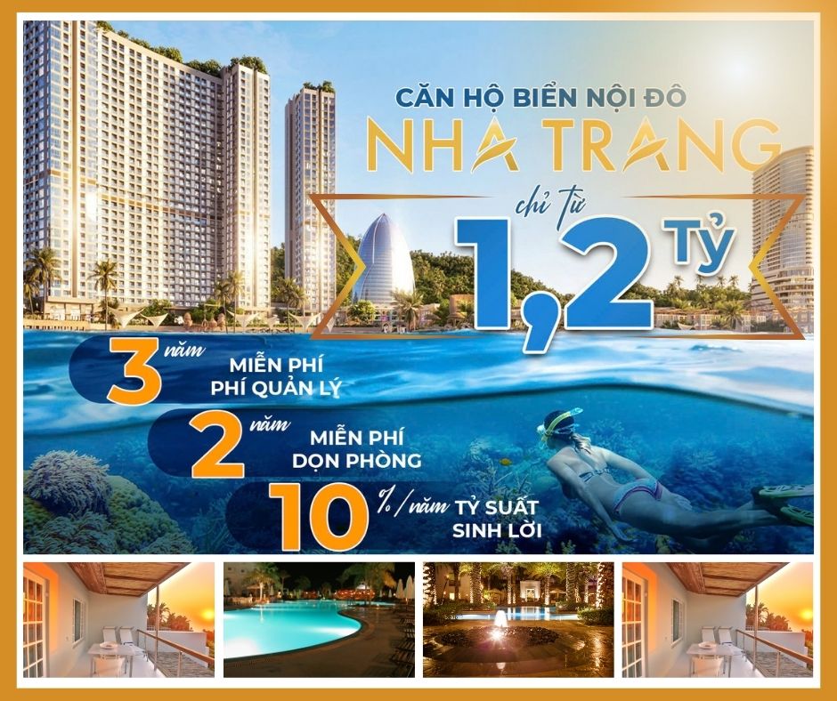 Chỉ từ 279 triệu có căn hộ nghỉ dưỡng 5* tại Tp Nha Trang tằng Full NT cao cấp