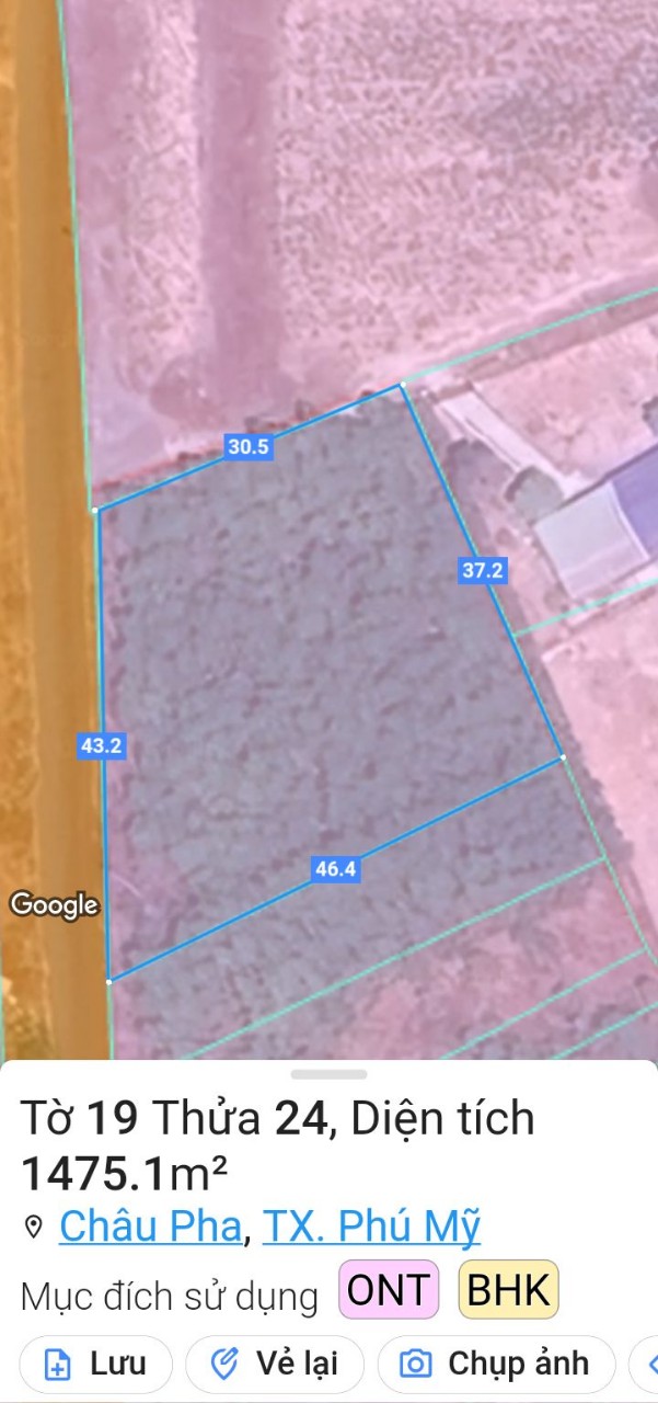 Chủ bán lô đất mặt tiền nhựa sat trục chính châu pha hội bài