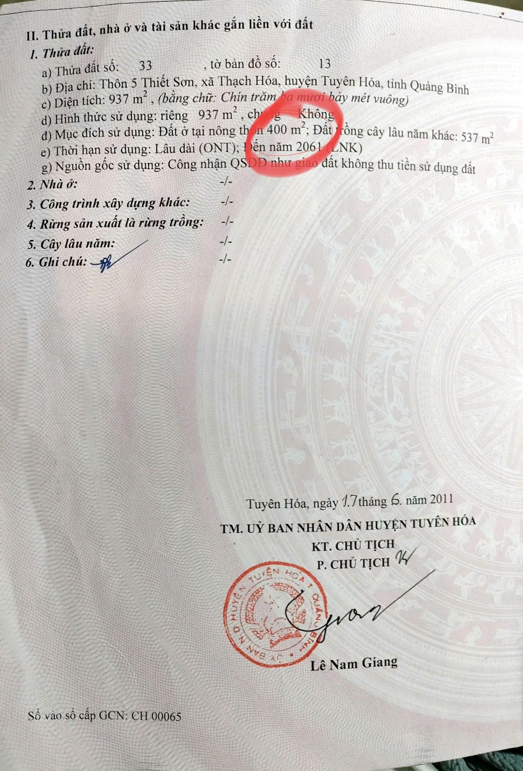 CHÍNH CHỦ CẦN BÁN GẤP MẢNH ĐẤT TẠI TUYÊN HÓA, QUẢNG BÌNH