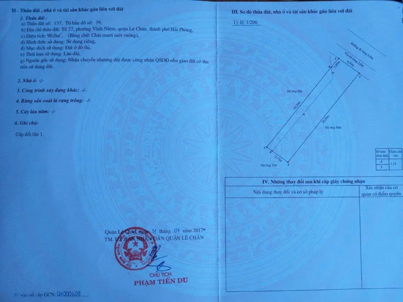 Bán đất mặt đường Vĩnh Tiến - Lê Chân, diện tích 90m giá 4 tỉ cực đẹp