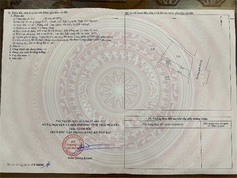 ĐẤT ĐẸP –- CẦN BÁN NHANH LÔ ĐẤT 81M TẠI Phường Quan Triều - TP Thái Nguyên, Thái Nguyên