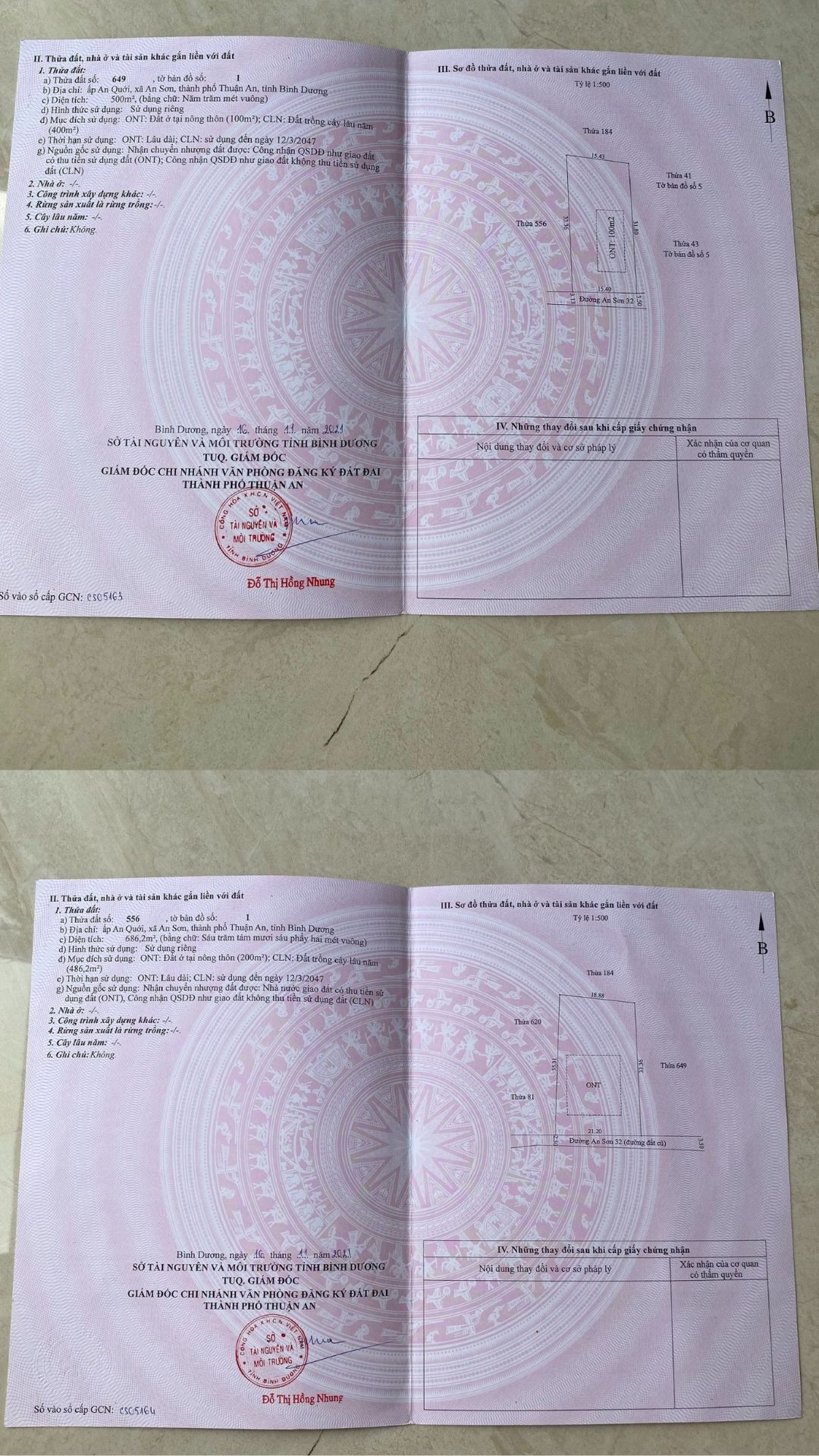 Bán Đất 500 m2 & 686 m2 đường An Sơn 32, Xã An Sơn, TP Thuận An, bình dương