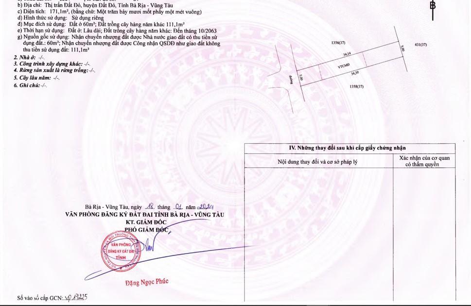 Chỉ 325 triệu trả trước 30% sở hữu ngay nền đất thổ cư 171m2 tại thị trấn Đất Đỏ sổ hồng riêng