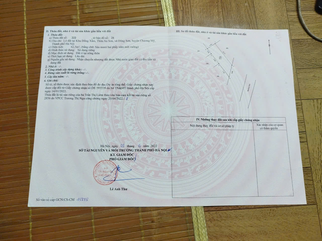 nhỉnh 1 tỉ có ngay lô đất 62,5 m bám mặt đường liên huyện xã đông sơn chương mỹ hà nội ngay các trường học chợ dân