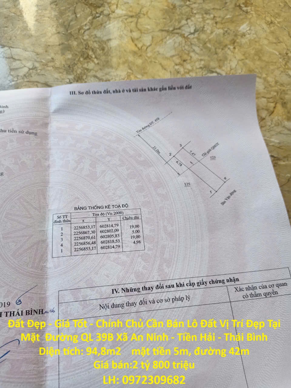 Đất Đẹp - Giá Tốt - Chính Chủ Cần Bán Lô Đất Vị Trí Đẹp Tại Mặt Đường QL 39B - Thái Bình