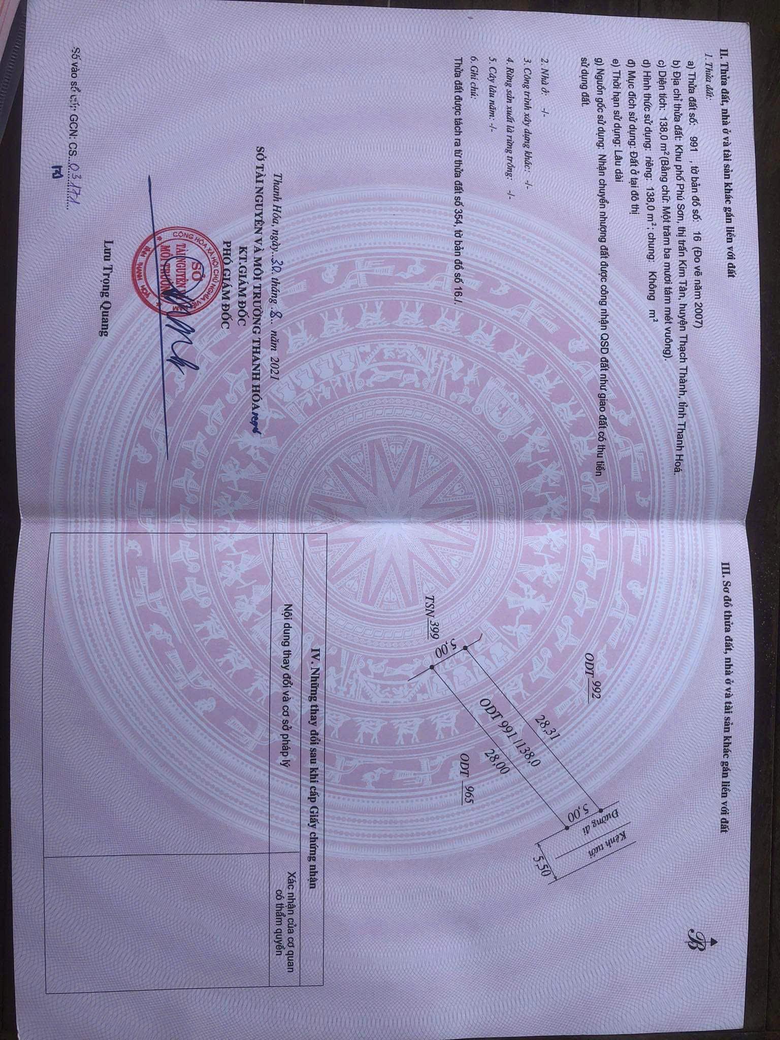 HOT HOT - CHÍNH CHỦ BÁN GẤP LÔ ĐẤT TẠI kim tân , thạch thành , thanh hóa