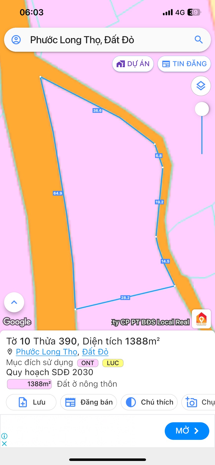 Mở bán lẻ lốc Phước long thọ F0 mặt tiền đường nhựa