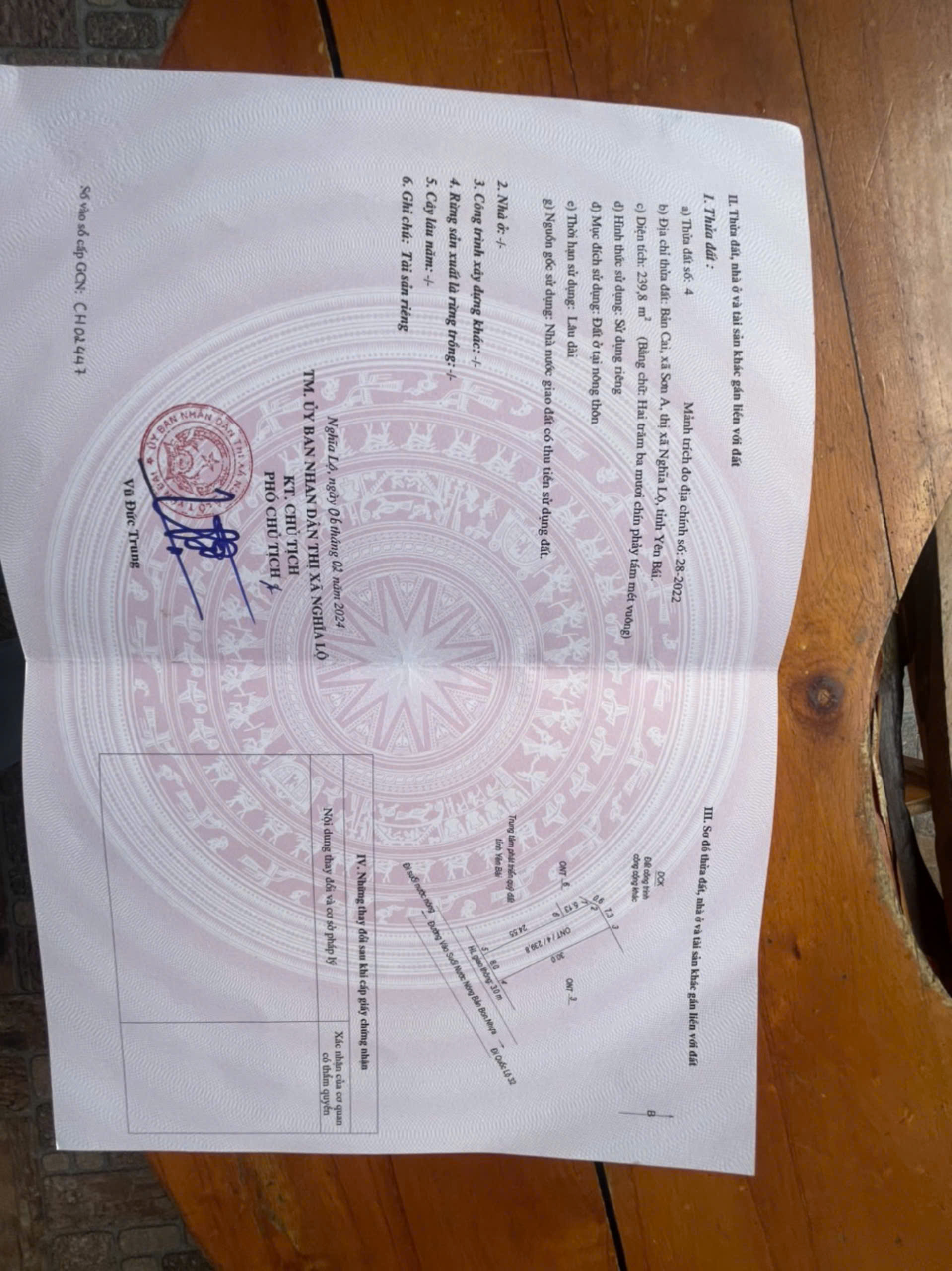 Bán 239,8m2( Khoáng nóng Bản Bon) - Bản Cai - Nghĩa Lộ, tỉnh Yên Bái