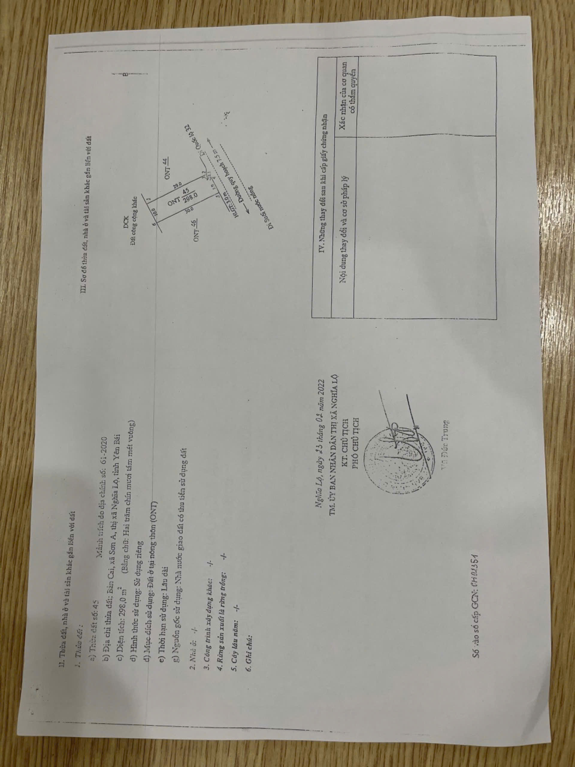 Bán 298m2( Khoáng nóng Bản Bon) - Bản Cai - Nghĩa Lộ, tỉnh Yên Bái