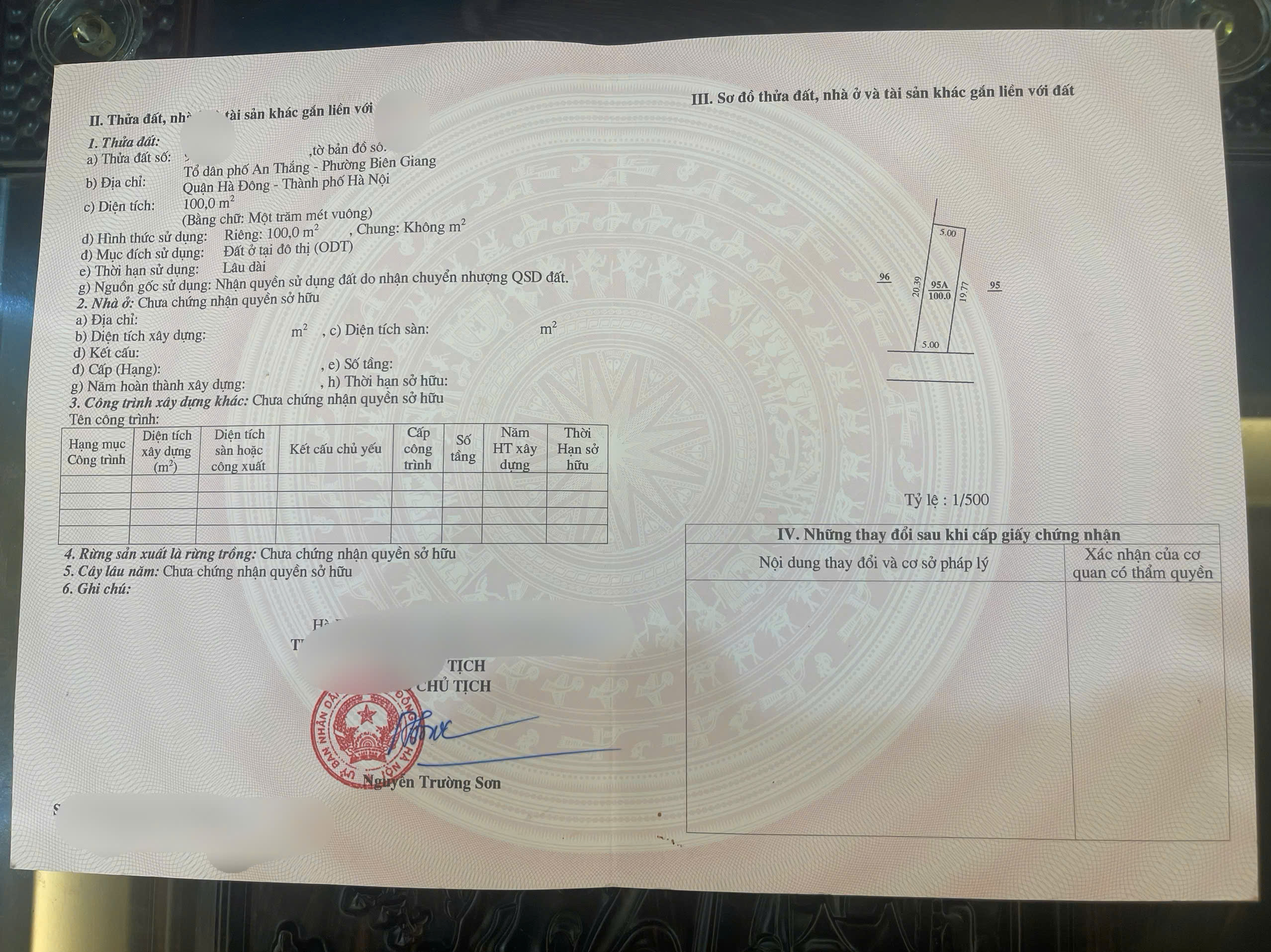 TRỤC CHÍNH kinh doanh AN THẮNG- BIÊN GIANG- HÀ ĐÔNG Chính chủ bán lô đất 100m full thổ cư đất Quận mã ODT căng nét