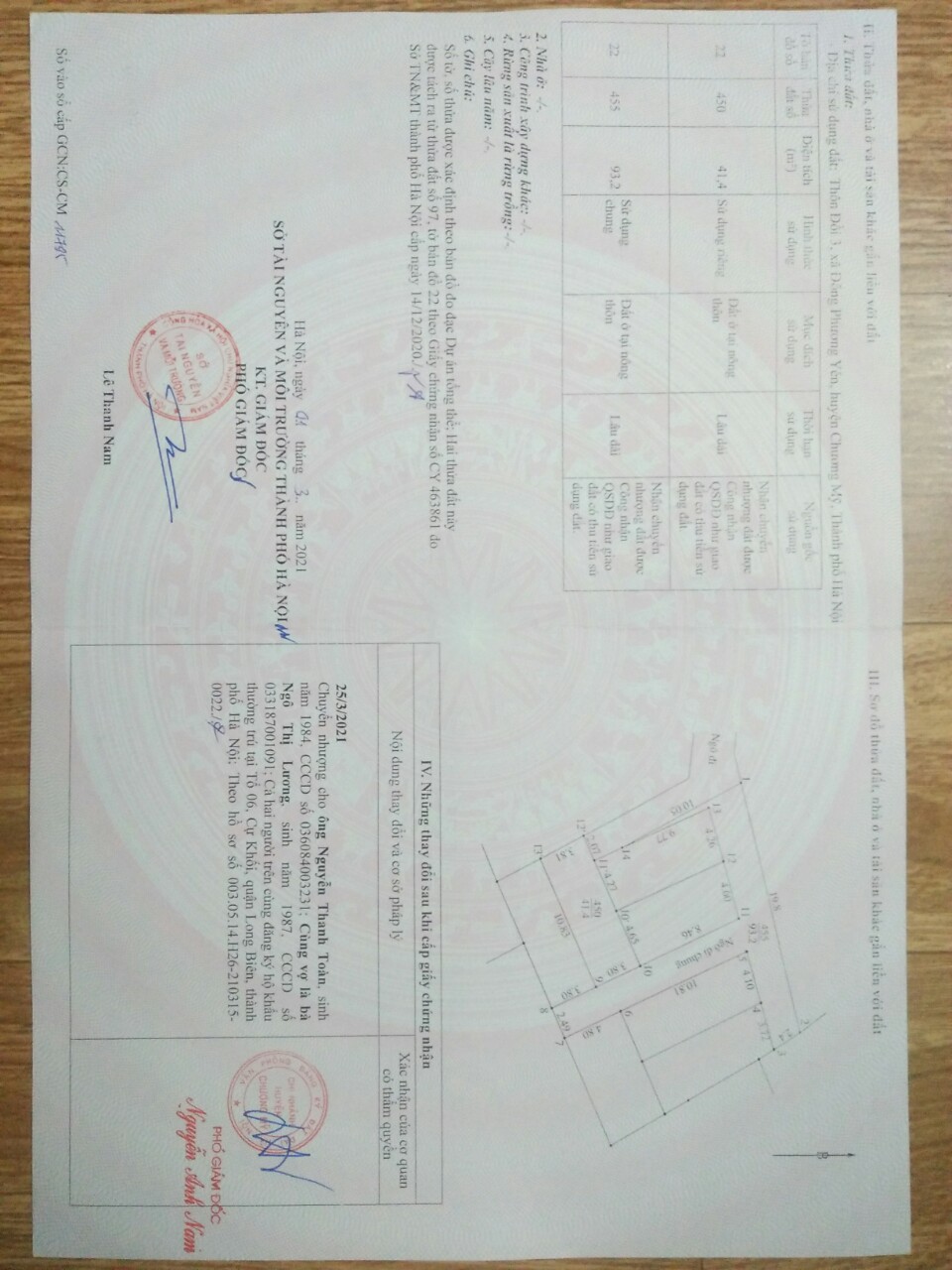 Chỉ hơn tỷ xíu có ngay dt -41,4m đất gần QL6 - thuộc xã đông phương yên , chương Mỹ . - 41,4m sẵn sổ đỏ - cách thị