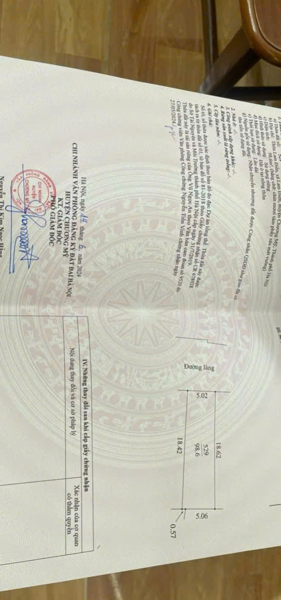 Hót ACE ghép khách bán lô đất Diện tích: 98,6m2 MT 5.02 Hậu Nở 5.06 Đường làng rộng 8m trục chính