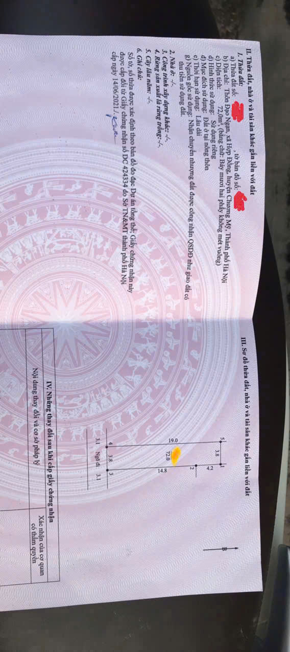 Hàng hot giá đầu tư chỉ nhỉnh một tỉ có ngay lô đất 72m2 tại thôn Đạo Ngạn xã Hợp Đồng ngõ rộng oto chạy thông cách