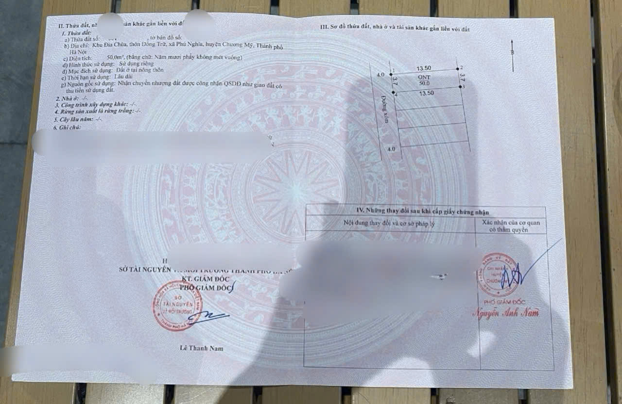 - chỉ hơn 1 tỷ sở hữu lô 50m giáp KCN phú nghĩa chương mỹ hà nội - Cách đường Quốc lộ 6 vài trăm mét, đường bê tông