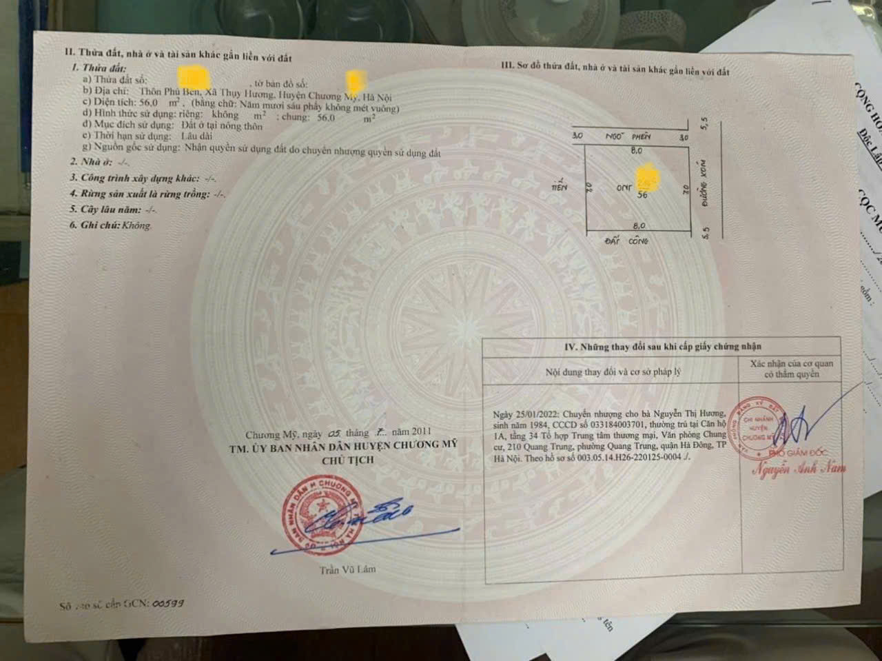 Hàng hot 56m2 tại Phú Bến - Thuỵ Hương giá nhỉnh 1 tỉ - Cách Chúc Sơn hơn 2km