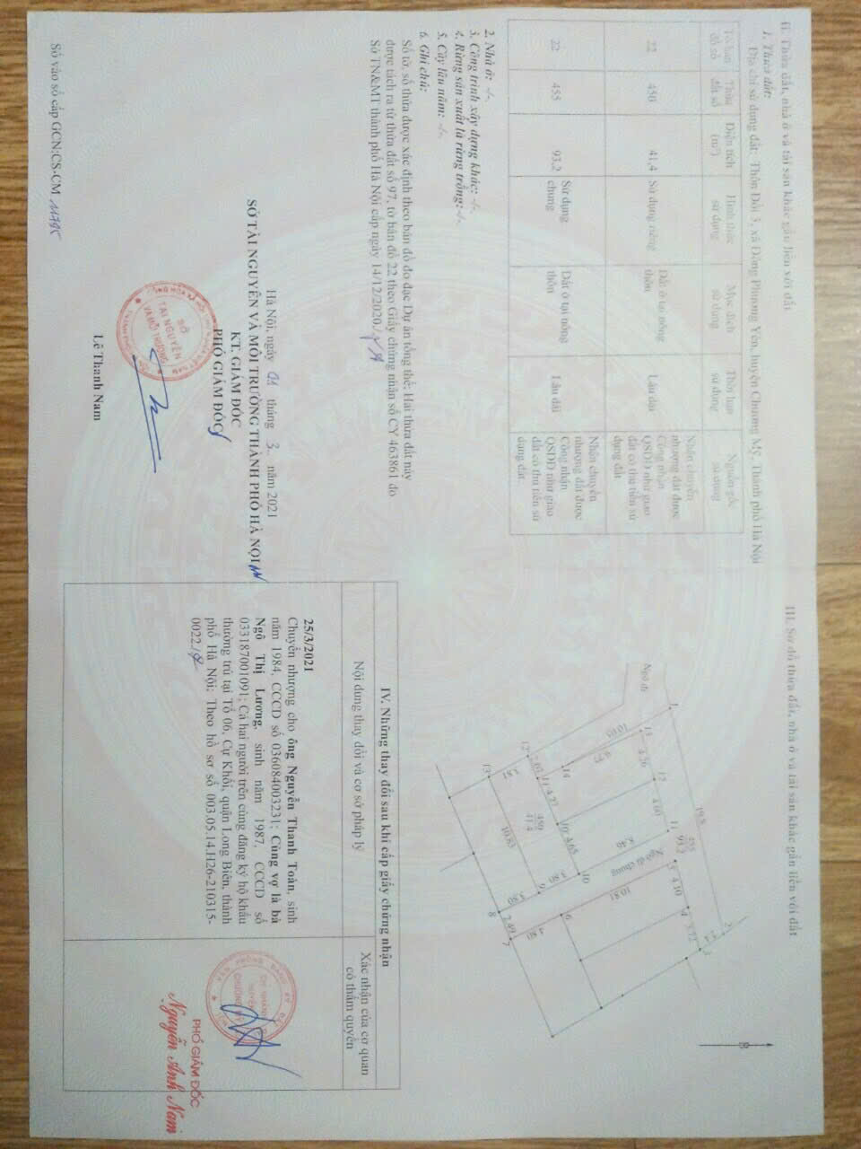 Cách đường 6 chỉ 500m giá chỉ 1 tỉ mua ngay kẻo lỡ Diện tích 41,4m Đông Phương Yên