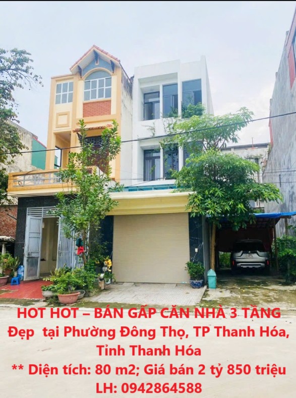 HOT HOT – BÁN GẤP CĂN NHÀ 3 TẦNG Đẹp tại Phường Đông Thọ, TP Thanh Hóa, Tỉnh Thanh Hóa