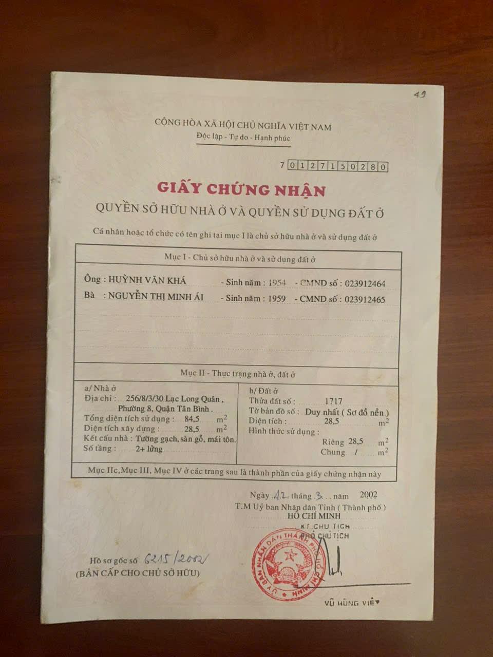 HOT !!! NHÀ Chính Chủ - Giá Tốt - Cần Bán Nhà Tại Đường Lạc Long Quân, Phường 8, Quận Tân Bình,HCM