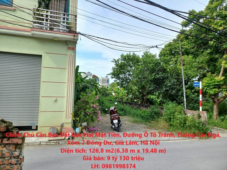 Chính Chủ Cần Bán Đất Góc Hai Mặt Tiền, Đường Ô Tô Tránh, Thông Các Ngả, Xóm 7 Đông Dư, Gia Lâm, Hà Nội