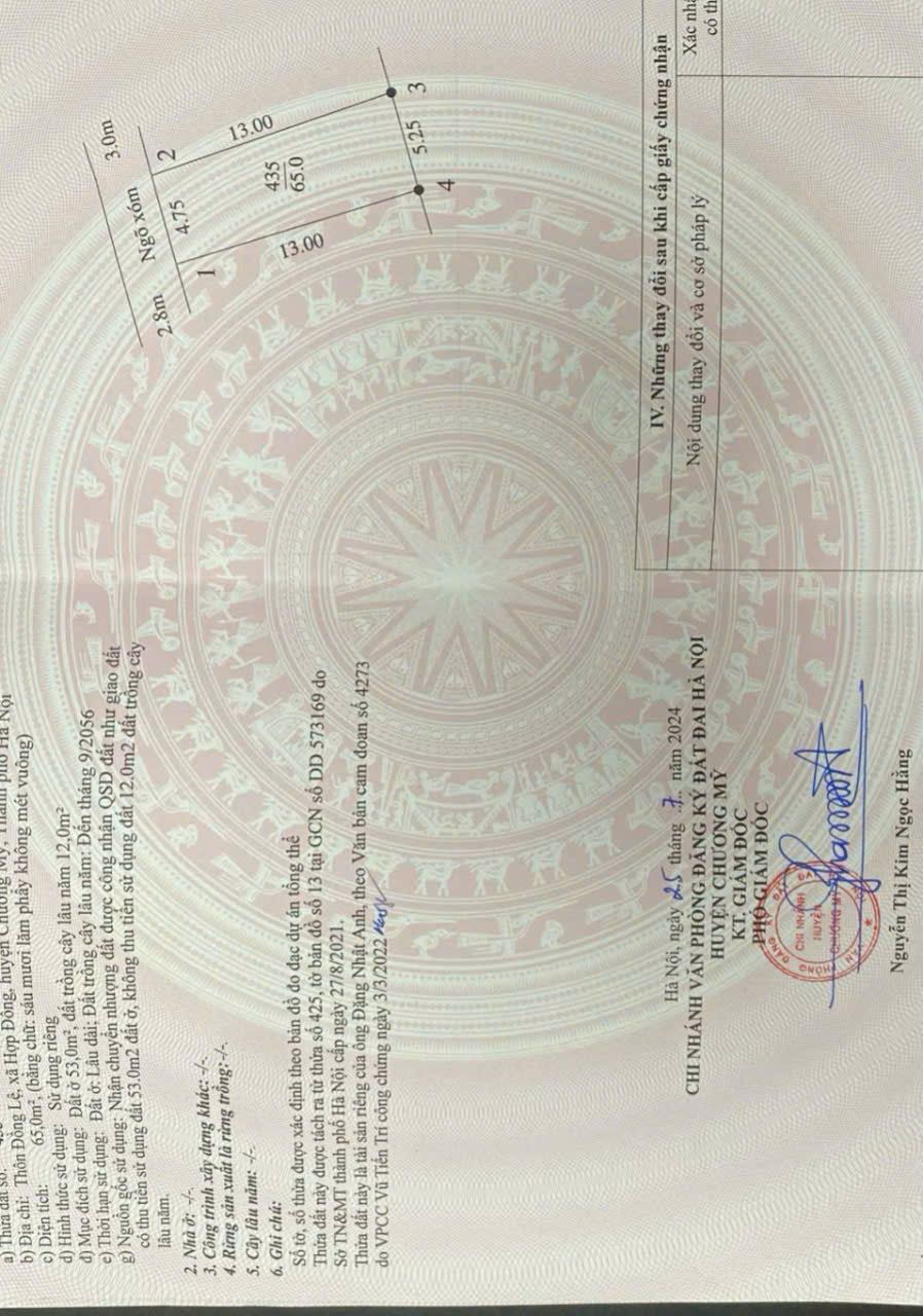 Trung tâm xã Hợp đồng , chương mỹ - sót 1 lô duy nhất ô tô thông đánh võng -65m sẵn sổ đỏ