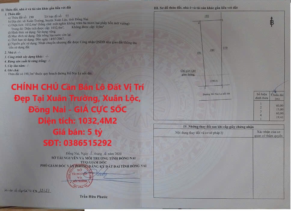 CHÍNH CHỦ Cần Bán Lô Đất Đẹp Đắc Địa Tại Xuân Trường, Xuân Lộc, Đồng Nai - GIÁ CỰC SỐC