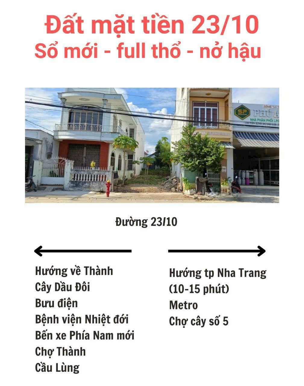 Bán đất mặt tiền đường 23/10, xã Diên An Diên Khánh. chưa tới Cây Dầu Đôi