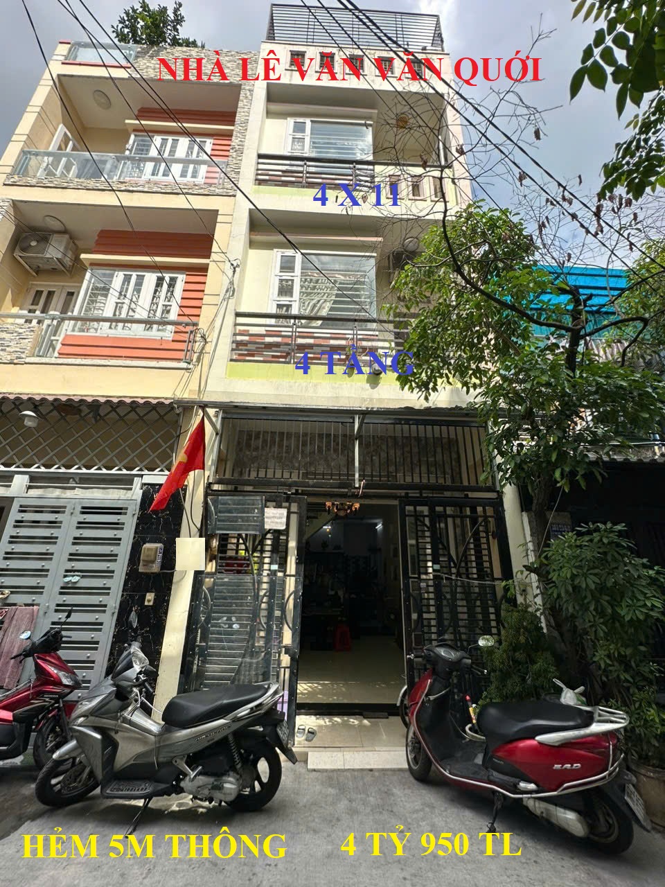NHÀ HẺM XE HƠI THÔNG - LÊ VĂN QUỚI - BÌNH TÂN - 4 TẦNG - 4.X TỶ