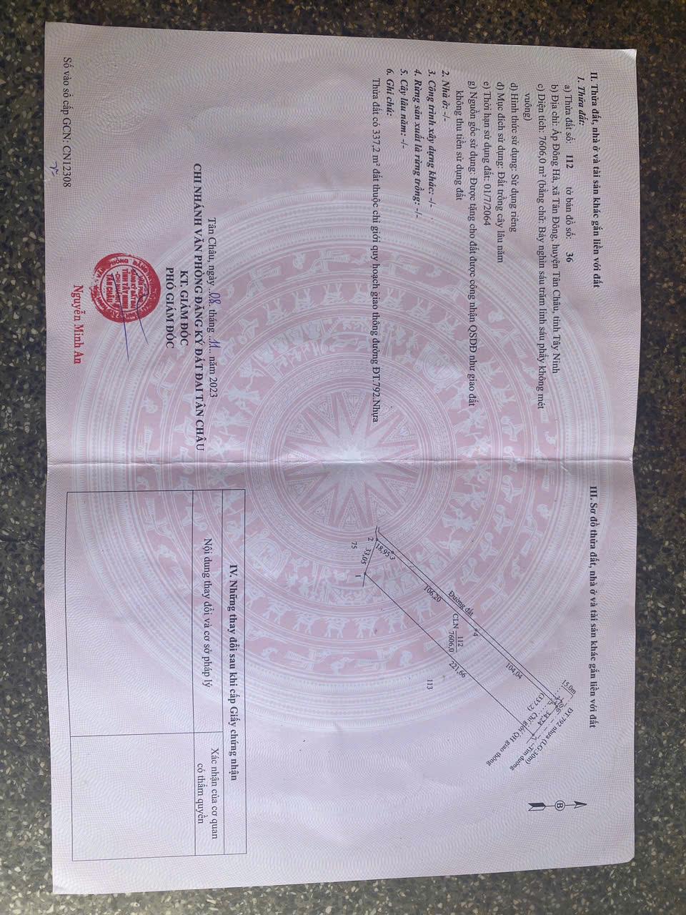 NHANH TAY SỞ HỮU NGAY Lô Đất Mặt Tiền ĐT 792, xã Tân Đông, Huyện Tân Châu, Tây Ninh.