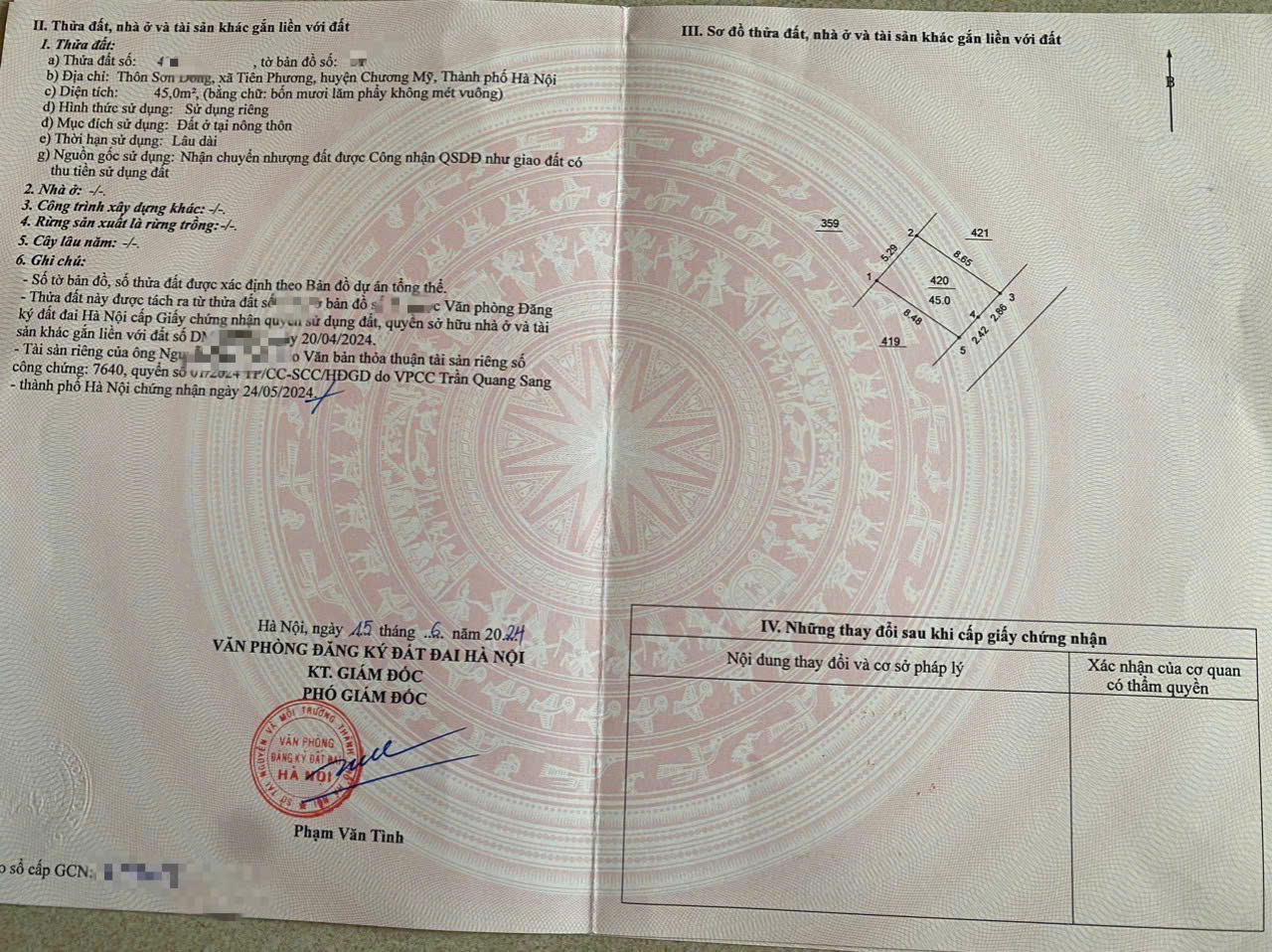 Hơn 1 tỷ xíu lô 45m đất giáp TT chúc sơn , chương mỹ - đường ô tô đỗ cửa