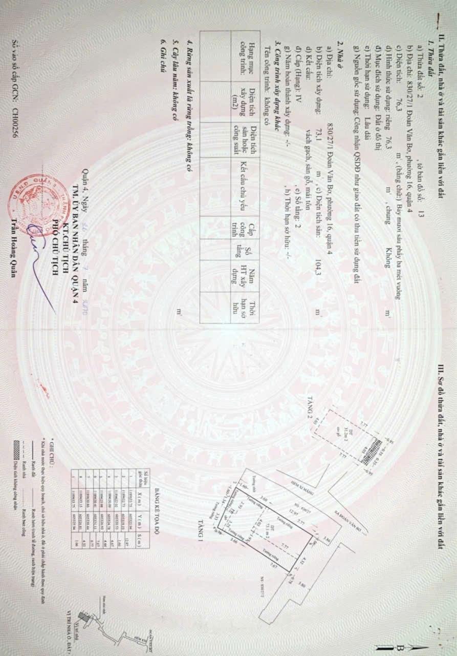HOT !!! NHÀ Chính Chủ - Giá Tốt - Cần Bán Nhà Tại Phường 16 Quận 4, HCM