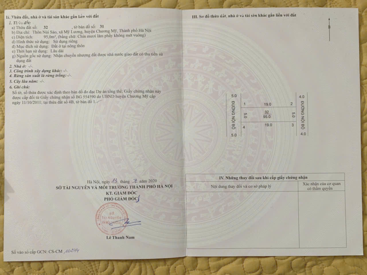 ĐẤU GIÁ NÚI SÁO MỸ LƯƠNG - CM 95m sổ đỏ - đất 2 mặt đường trước , sau ô tô tải chạy thông