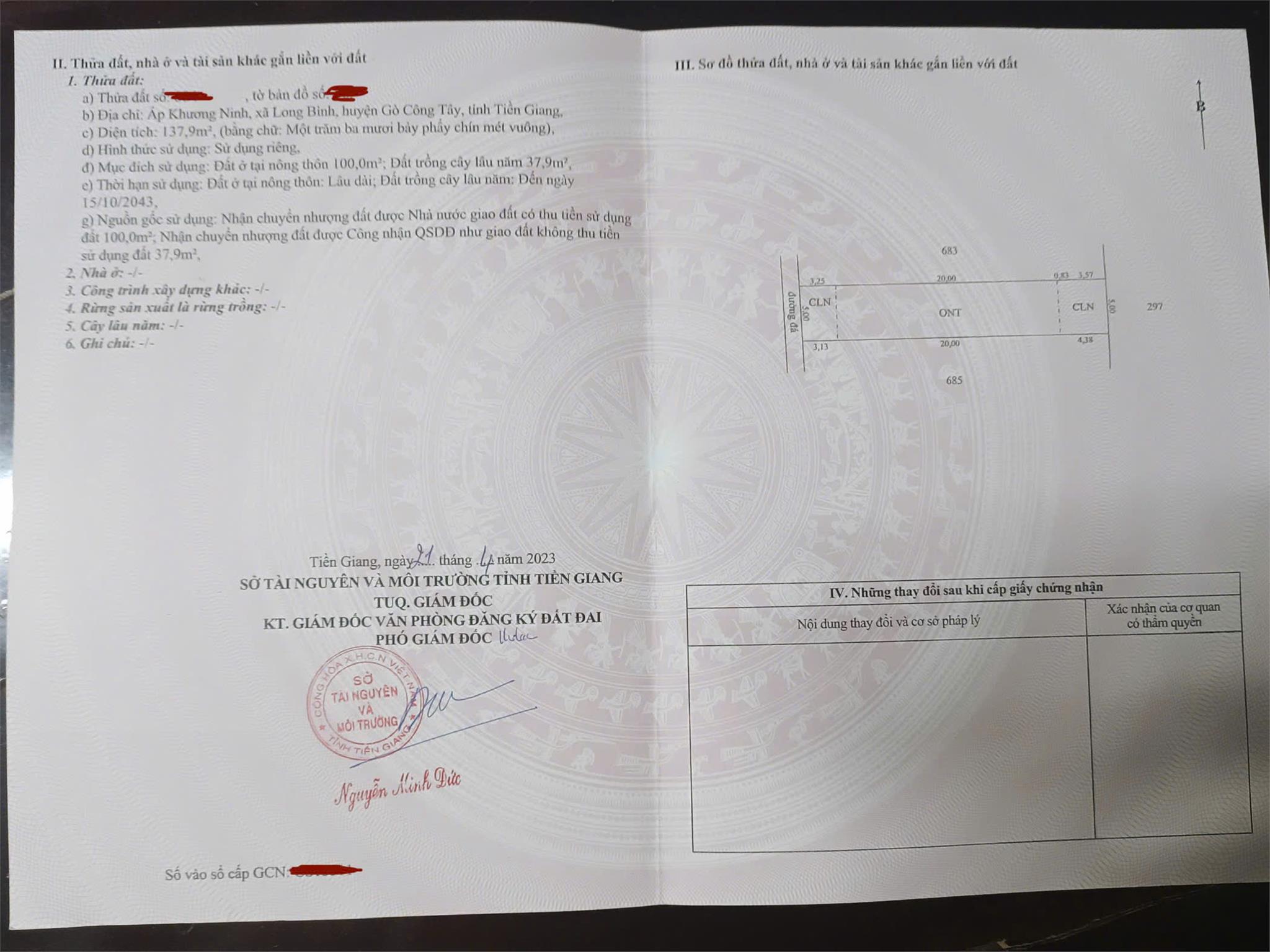 CHÍNH CHỦ Cần Bán Nhanh Lô Đất Tại Đường ĐT 877, Xã Long Bình, Gò Công Tây, Tiền Giang