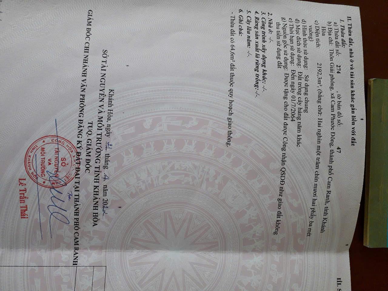 Đất Đẹp - Giá Tốt - Chính Chủ Cần Bán Lô Đất Vị Trí Đẹp Tại Xã Cam Phước Đông, Cam Ranh