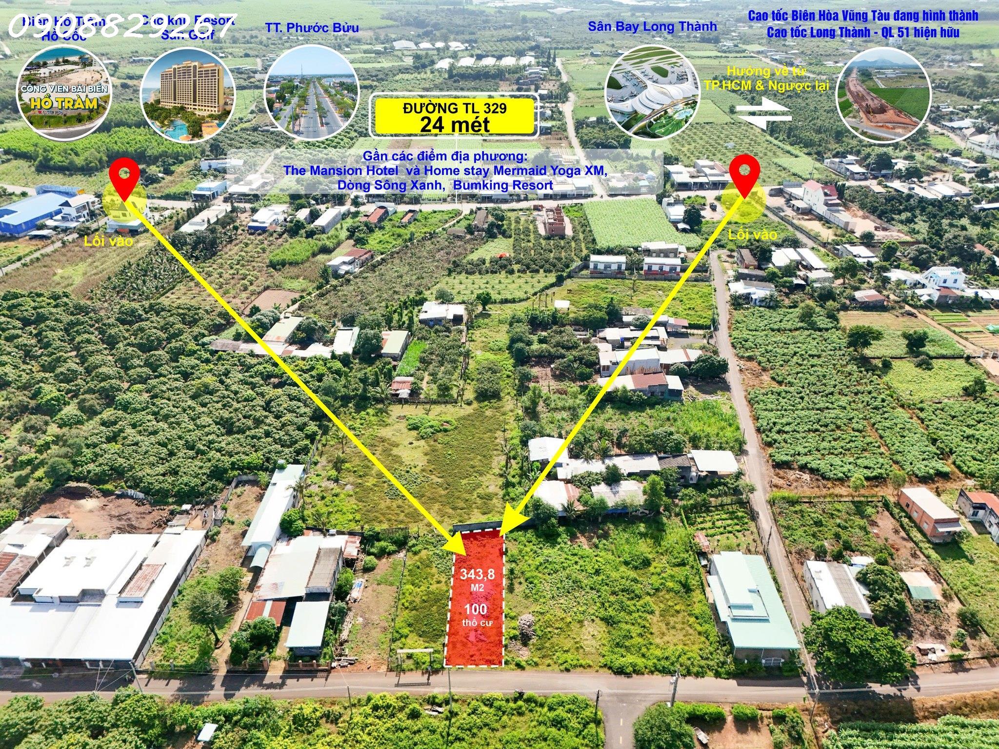 Bán đất nền bà rịa 343,8m2 đẹp vuông vức tại Bà Rịa - Vũng Tàu, gần biển